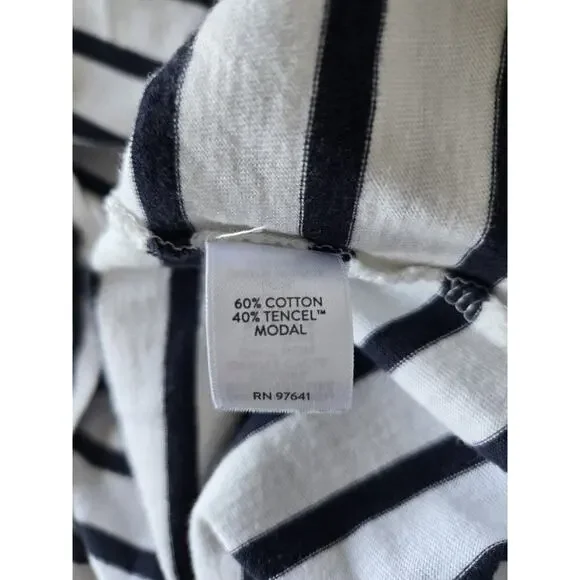 J.Jill XL Women Nautical Black Stripe Blouse Old Money Resort Beach Vacation - Picture 5 of 5